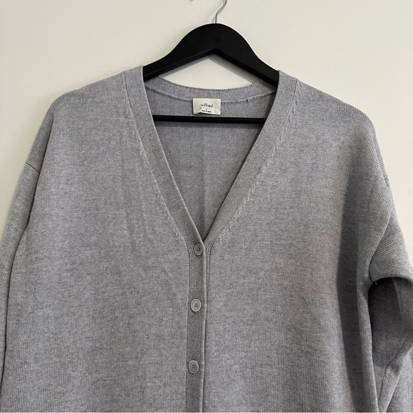 Wilfred Aritzia Merino Wool Grey Utopia Knit Button Front Dress Small - Picture 8 of 11